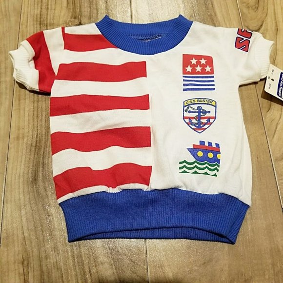 Nos Vintage Buster Brown Sailor Tee Top 12 Months Baby Nautical Patriotic Shirt - Picture 1 of 8